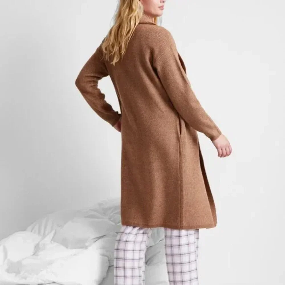 State of Day Womens Knit Long-Sleeve Duster MED BROWN - Picture 3 of 4